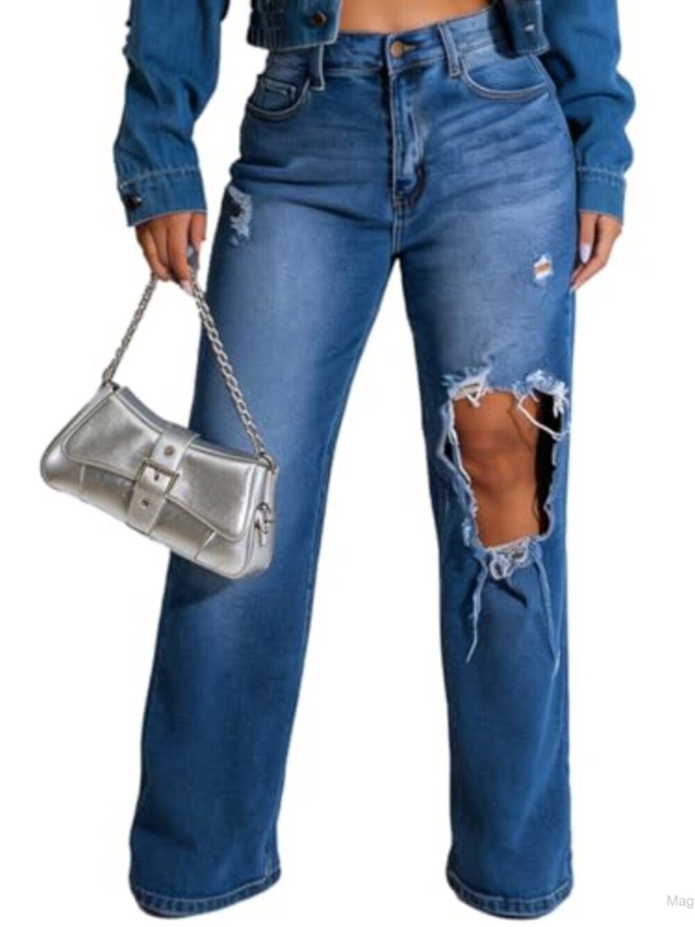 High Waisted Wide Leg Jeans for Women Baggy Stretch Straight Denim Pants